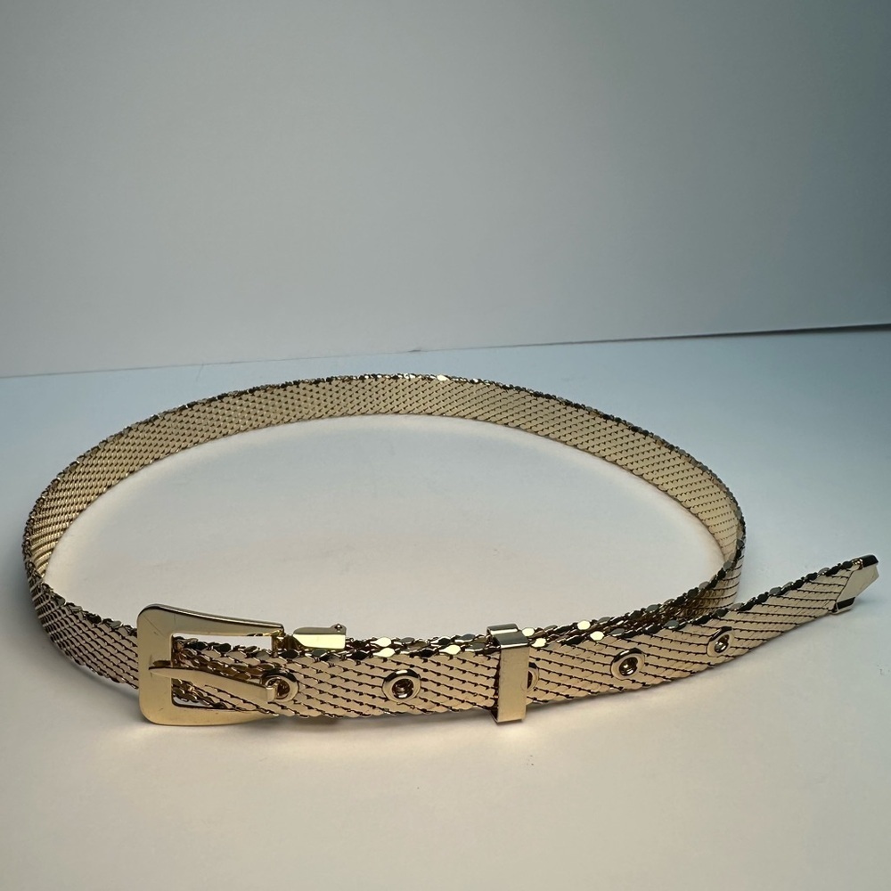Whiting & Davis Shimmering Gold Mesh Belt